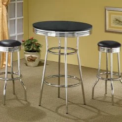 Coaster Home Furnishings 30" Round Bar Table With Chrome Metal Base, Black -CHAMPRO shop 41118bc601ef0afa 9943 w800 h800 b0 p0