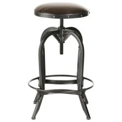 GDFStudio GDF Studio Dempsey Swivel Adjustable Bar Stool, Brown Leather