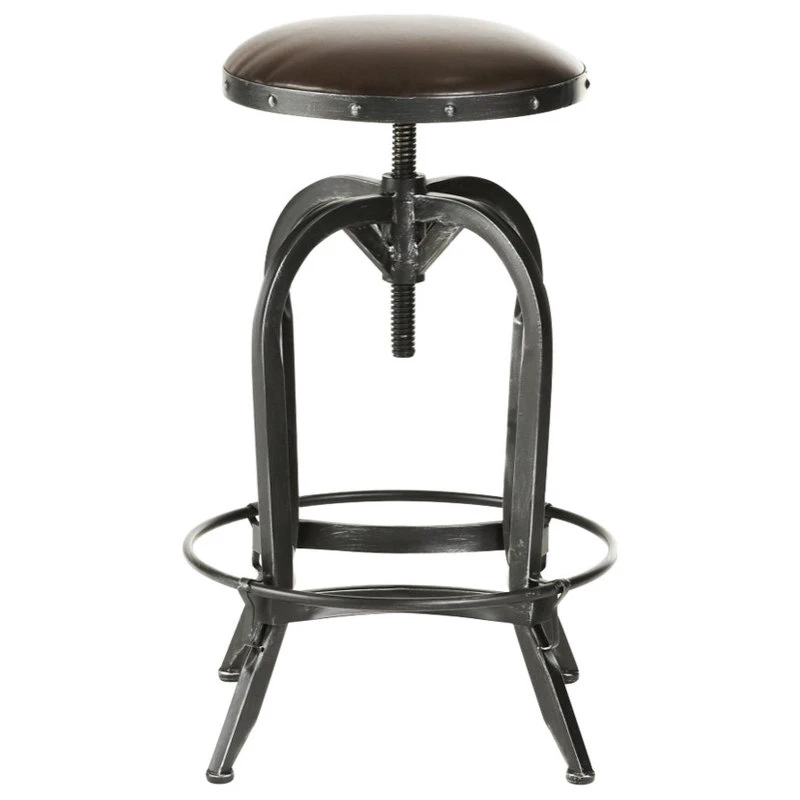 GDFStudio GDF Studio Dempsey Swivel Adjustable Bar Stool, Brown Leather 1 GDFStudio GDF Studio Dempsey Swivel Adjustable Bar Stool, Brown Leather