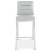 Zuri Furniture Modern Lynx Counter Height Stool Grey Leatherette Brushed Stainless Steel Base