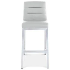 Zuri Furniture Modern Lynx Counter Height Stool Grey Leatherette Brushed Stainless Steel Base