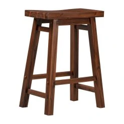 Boraam Industries, Inc. Sonoma Saddle Seat Counter Stool, Chestnut Wire-Brush, 24"h, Single