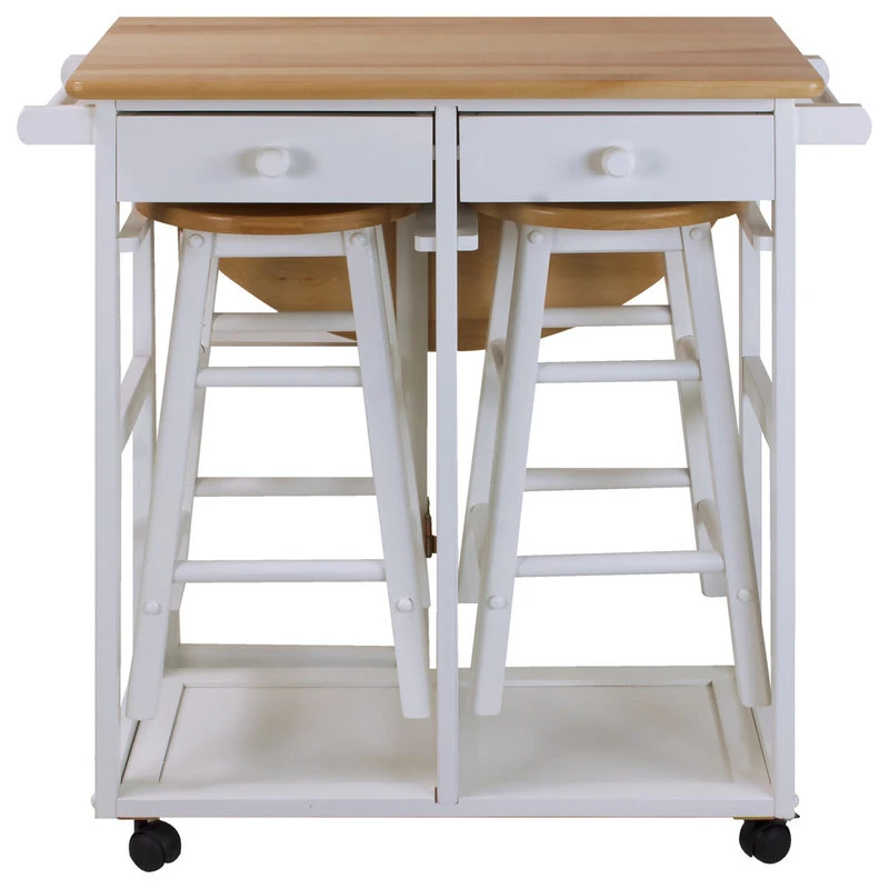 Casual Home Breakfast Cart With Drop Leaf Table, White 4 Casual Home Breakfast Cart With Drop Leaf Table, White - Image 4