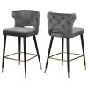 Meridian Furniture Kelly Velvet Stool, Set Of 2, Gray