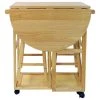 Casual Home Breakfast Cart With Drop Leaf Table, Natural