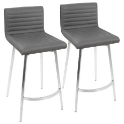 Lumisource Mason Swivel Counter Stool, Set Of 2, Stainless Steel Frame/Walnut Wood/Gray Pu -CHAMPRO shop 44b135a00acbb19a 2678 w800 h800 b1 p0