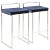 LumiSource Fuji Counter Stool Set Of 2, Blue, Stainless Steel Frame