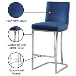 Meridian Furniture Heidi Velvet Stool, Navy -CHAMPRO shop 4531cd7e02741217 0521 w800 h800 b1 p0