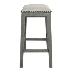 Office Star Products Saddle Wood Stool 24" Gray Fabric And Antique Gray Base And Nailheads 2-pack -CHAMPRO shop 48114aab005eb839 3591 w800 h800 b1 p0