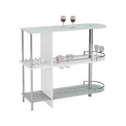 Pilaster Designs Roland Modern Pub Bistro Bar Table With Tempered Glass Shelves, White -CHAMPRO shop 4a819b360ea367cc 7294 w800 h800 b1 p0