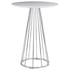 Lumisource Canary Counter Table, Chrome, White MDF