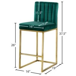 Meridian Furniture Giselle Velvet Counter Stool, Green, Gold Base -CHAMPRO shop 4b91556502741616 5309 w800 h800 b1 p0