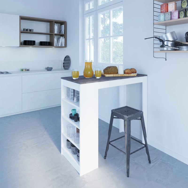 Symbiosis Aravis Dining Bar Table, White, Concrete 2 Symbiosis Aravis Dining Bar Table, White, Concrete - Image 2