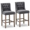 BELLEZE 40" Tufted Wingback Fabric Upholstered Barstool Dining Chair Set Of 2,G