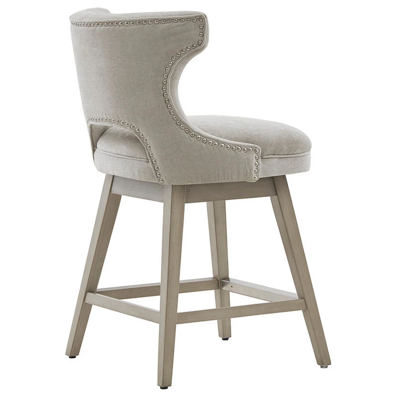Olliix Madison Park Emmett 25.75" Swivel Counter Stool, Light Grey 4 Olliix Madison Park Emmett 25.75" Swivel Counter Stool, Light Grey - Image 4