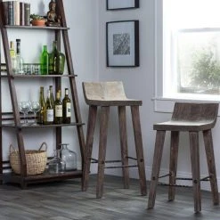 Kosas Home Reagan Low Back Stool, Rustic Brown, Barstool -CHAMPRO shop 4d81763402853acf 8338 w800 h800 b0 p0