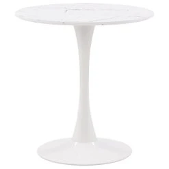 CorLiving Distribution LLC CorLiving Ivo White Marble Top Pedestal Bistro Table