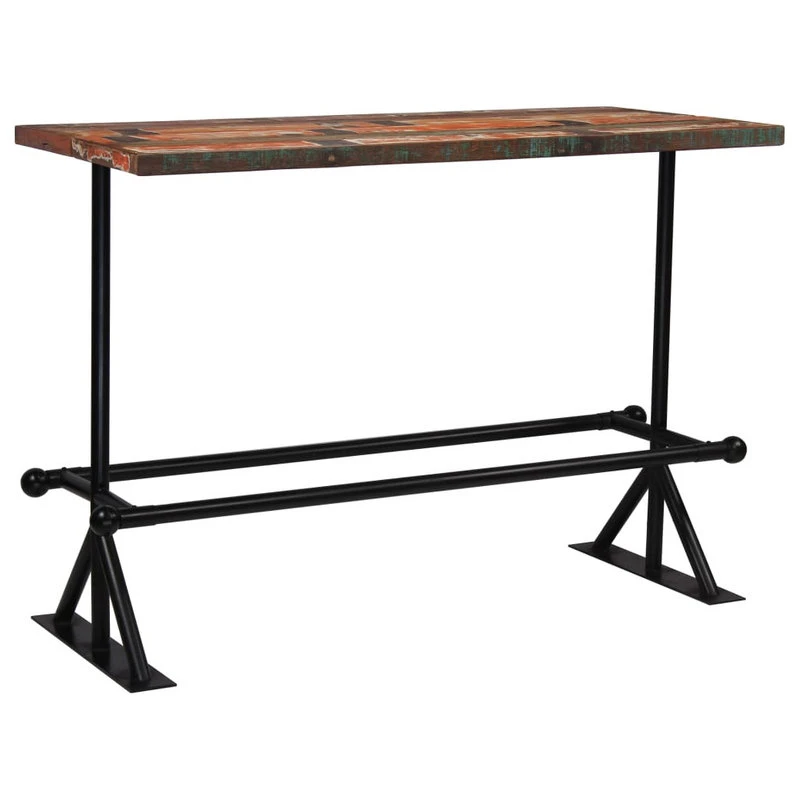Vida XL International B.V. VidaXL Bar Table Solid Reclaimed Wood Multicolor Kitchen Dining Room Table 10 Vida XL International B.V. VidaXL Bar Table Solid Reclaimed Wood Multicolor Kitchen Dining Room Table - Image 10