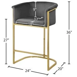 Meridian Furniture Donatella Velvet Stool, Gray -CHAMPRO shop 4f71b815027416c7 5399 w800 h800 b1 p0