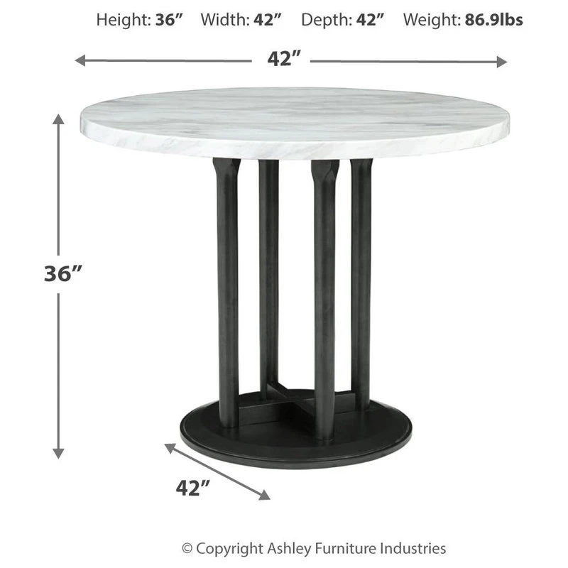Ashley Furniture Industries Centiar Gray/White Round Dining Room Counter Table 4 Ashley Furniture Industries Centiar Gray/White Round Dining Room Counter Table - Image 4