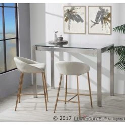 LumiSource Matisse 26" Counter Stool With Gold Frame And Cream, Set Of 2, Gold -CHAMPRO shop 5021eade0cc0847b 2155 w800 h800 b0 p0