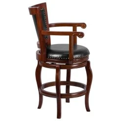 Merrick Lane 26" Cherry Counter Height Wooden Stool With Arms And Faux Leather Swivel Seat -CHAMPRO shop 52b1c91b0258d641 3129 w800 h800 b1 p0