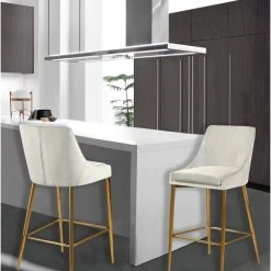 Meridian Furniture Karina Velvet Stool, Set Of 2, Cream, Gold Base -CHAMPRO shop 5351bc240274150b 8219 w800 h800 b0 p0