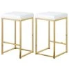 Meridian Furniture Nicola Counter Stool, Set Of 2, White Faux Leather, Gold Base