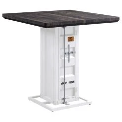 Acme Furniture ACME Cargo Counter Height Table, Antique Walnut & White