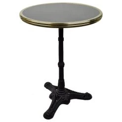 Bonnecaze Absinthe & Home French Bistro Table, Black Marble And Iron Base, 20" Diameter