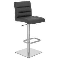 Zuri Furniture Lush Adjustable Height Swivel Barstool - Square Base, Black