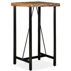 Vida XL International B.V. VidaXL Bar Table Polished 23.6" Steel Solid Reclaimed Wood Bistro Pub Dining -CHAMPRO shop 5af134ec0ec74a35 9969 w800 h800 b1 p0