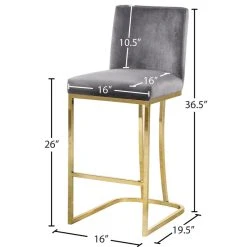 Meridian Furniture Heidi Velvet Counter Stool, Gray -CHAMPRO shop 5af1b57502741476 4878 w800 h800 b1 p0