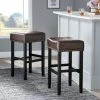 GDFStudio GDF Studio Chantal Backless Leather Stools, Set Of 2, Brown, Bar Height