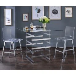 Acme Furniture Acme Nadie Counter Height Table, Clear Glass And Chrome -CHAMPRO shop 5ca1182f094833b3 5360 w800 h800 b0 p0