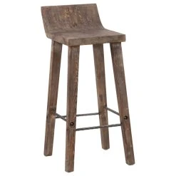 Kosas Home Reagan Low Back Stool, Rustic Brown, Barstool