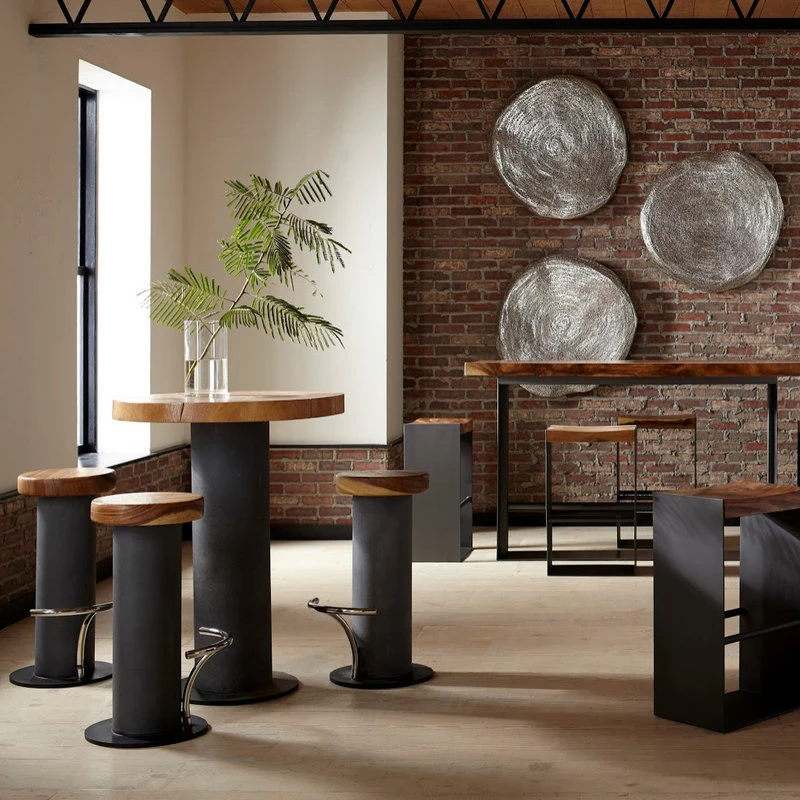 Phillips Collection Chamcha Wood Bar Table, Concrete Base 13 Phillips Collection Chamcha Wood Bar Table, Concrete Base - Image 13