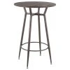 LumiSource Clara Round Bar Table, Antique Metal, Espresso Bamboo