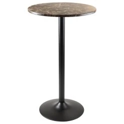 Winsome Trading, Inc Cora Round Pub Table, Black And Faux Marble