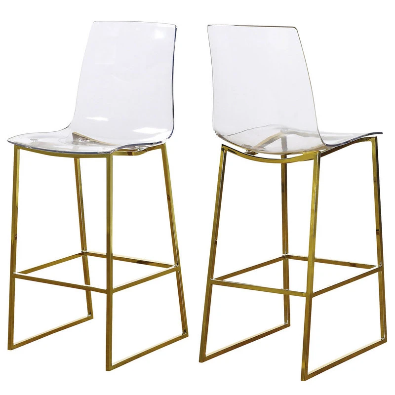Meridian Furniture Lumen Gold Metal/Acrylic Stool, Gold Base 4 Meridian Furniture Lumen Gold Metal/Acrylic Stool, Gold Base - Image 4
