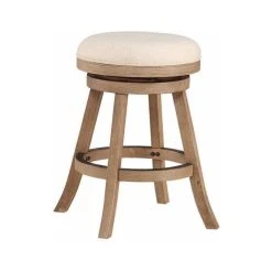 Boraam Industries, Inc. Fenton Swivel Stool, Driftwood Wire-Brush & Ivory, Counter Height
