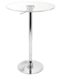 Lumisource Adjustable Bar Table, Clear Acrylic And Chrome
