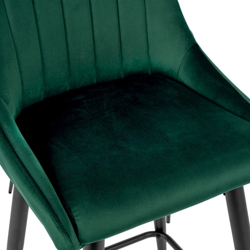 Duhome Elegant Lifestyle Set Of 2 Vertical Channel Tufted Velvet Bar Stools, Dark Green, 24 Inch 4 Duhome Elegant Lifestyle Set Of 2 Vertical Channel Tufted Velvet Bar Stools, Dark Green, 24 Inch - Image 4
