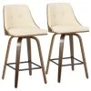Lumisource Gianna Counter Stool, Set Of 2, Walnut Wood, Cream Pu, Black Metal