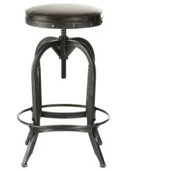 GDFStudio GDF Studio Brixton Adjustable Swivel Iron Bar Stool, Brown Leather -CHAMPRO shop 64d14117022e9e9f 1401 w800 h800 b1 p0