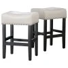GDFStudio GDF Studio Ralph Off-White Leather Backless Counter Stool, Set Of 2