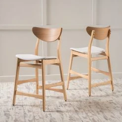 GDFStudio GDF Studio Molle Mid-Century Design Counter Stools, Beige/Oak, Set Of 2 5 GDFStudio GDF Studio Molle Mid-Century Design Counter Stools, Beige/Oak, Set Of 2 -CHAMPRO shop 6621a2590f9053b8 3564 w800 h800 b0 p0