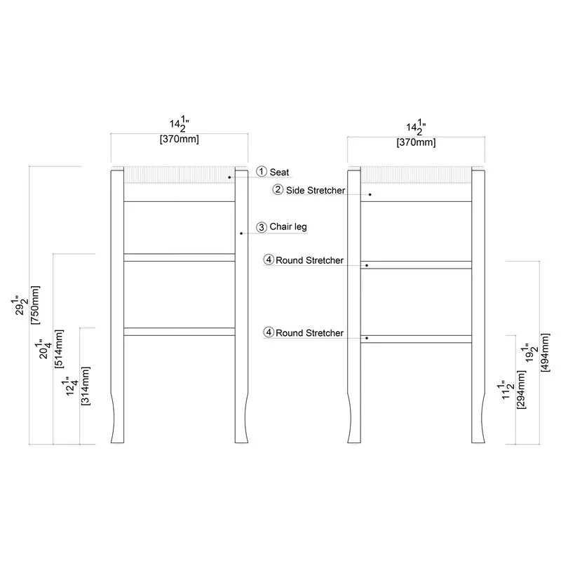 Boraam Industries, Inc. 29" Square Rush Stool, White 6 Boraam Industries, Inc. 29" Square Rush Stool, White - Image 6