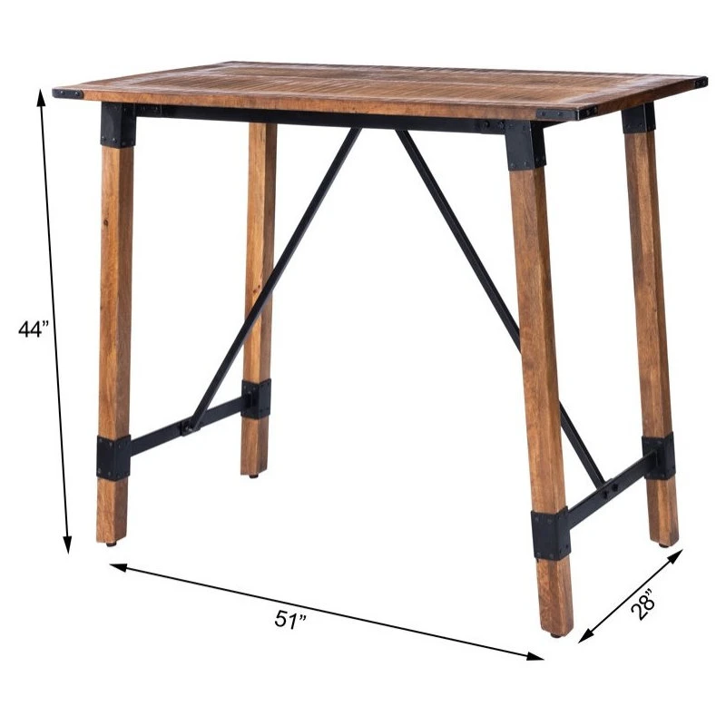 Beaumont Lane Rustic Lodge Industrial Wood And Metal Pub Table In Beige 2 Beaumont Lane Rustic Lodge Industrial Wood And Metal Pub Table In Beige - Image 2