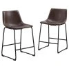 Walker Edison 24" Industrial Faux Leather Counter Stools, Brown